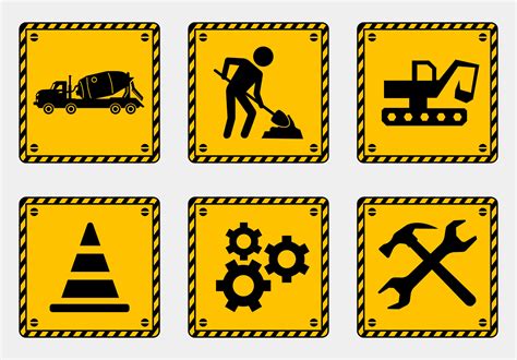 under construction warning sign for home and building icon set bundle ...