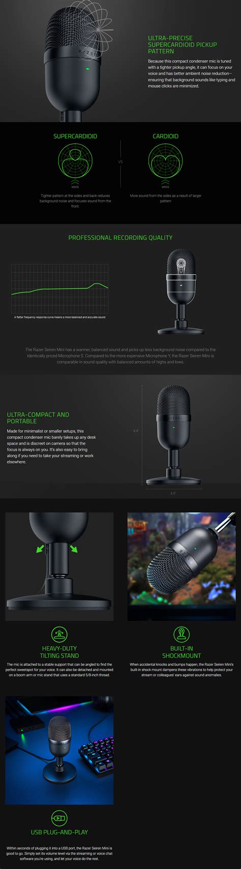 Razer Seiren Mini Ultra Compact Condenser Microphone Black RZ19