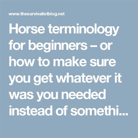 Horse Terminology 101 | The Survivalist Blog | Horses, Riding lessons, Horse boarding