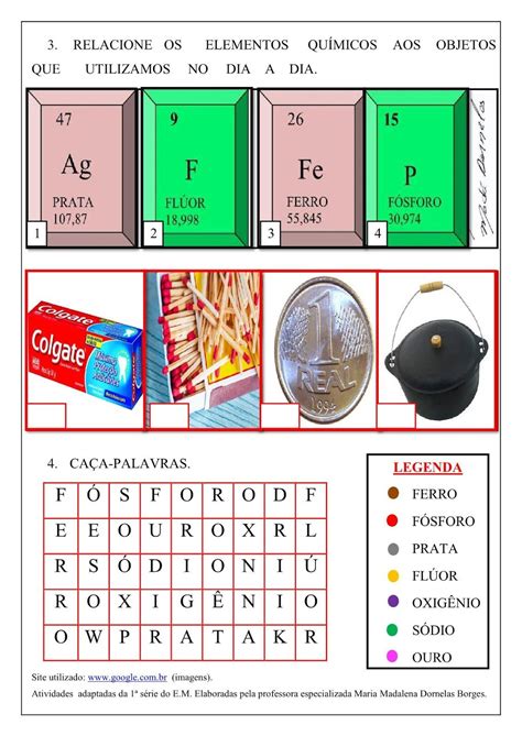 Ca A Palavras Tabela Periodica Braincp