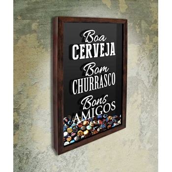 Quadro Porta Tampinhas Boa Cerveja Bom Churrasco Bons Amigos X