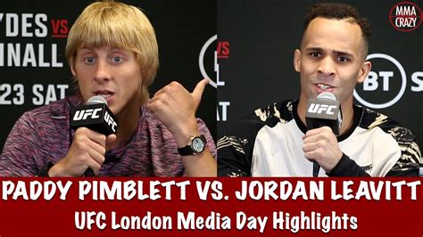 UFC London Paddy Pimblett Jordan Leavitt Media Day Highlights YouTube