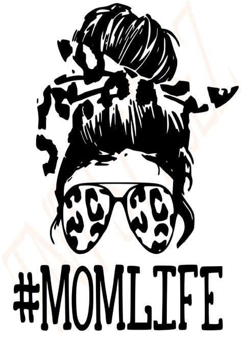 Mom Life Messy Bun Leopard Print Svg Etsy