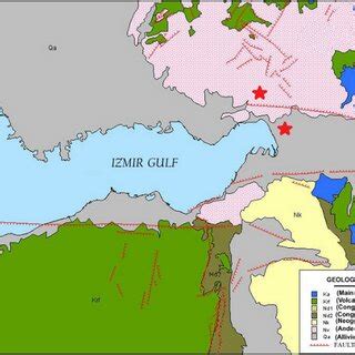 Geological Map Of Izmir And Active Faults Located In Izmir And Nearby