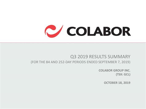 Colabor Group Inc 2019 Q3 Results Earnings Call Presentation