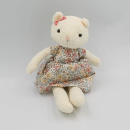 Peluche Doudou Chat Blanc Robe Fleurs Jellycat