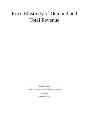 Unit Assignment Price Elasticity Of Demand And Total Revenue