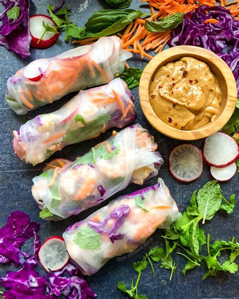 FRESH SPRING ROLLS & PEANUT DIPPING SAUCE – No Excuses Nutrition Easy ...