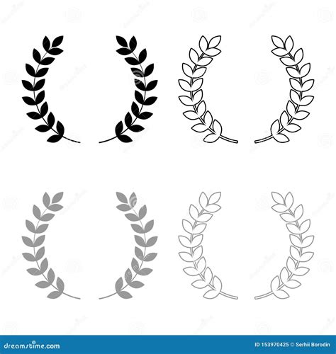 Branch Of Winner Laurel Wreaths Symbol Of Victory Icon Outline Set