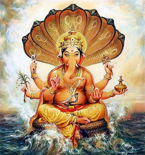 Hindu Cosmos Lord Ganesha On The Ocean Artist S M Pandit