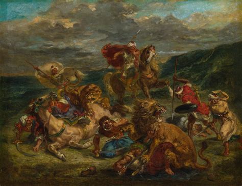 La Chasse aux lions Lion Hunt Eugène Delacroix Artwork on USEUM