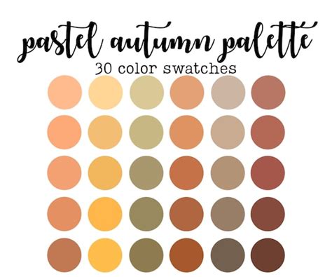 Pastel Autumn Color Palette Set Of 30 Color Swatches Etsy