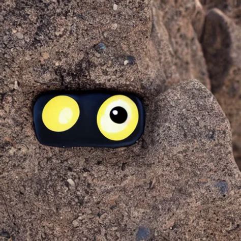 A Smooth Stone That Has Googly Eyes On A Desert Stable Diffusion