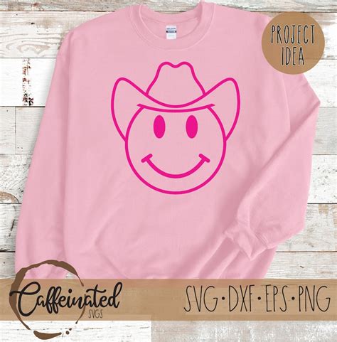 Cowboy Smiley Svg Cowboy Hat Smiley Svg Smiley Face Svg Etsy Uk