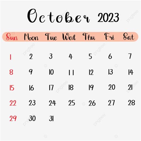 October 2023 Calendar | Simple and Elegant Design