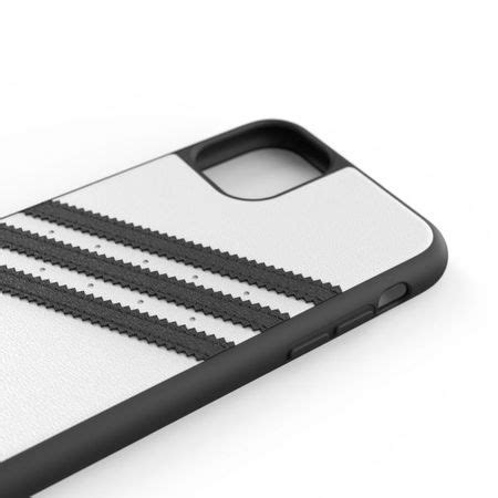 Adidas iPhone 11 Hülle PU Backcover mit Logo und Streifen weiss