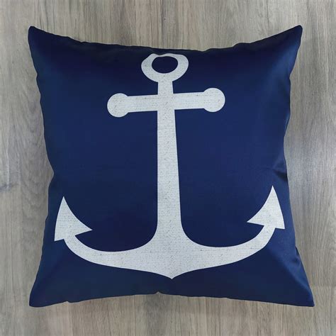 Capa Almofada Sarja Âncora Navio Azul Decor Quarto 45x45 Elo7