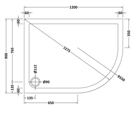 Hudson Reed Rh Offset Quadrant Shower Tray 1200mm X 900mm Tr71115