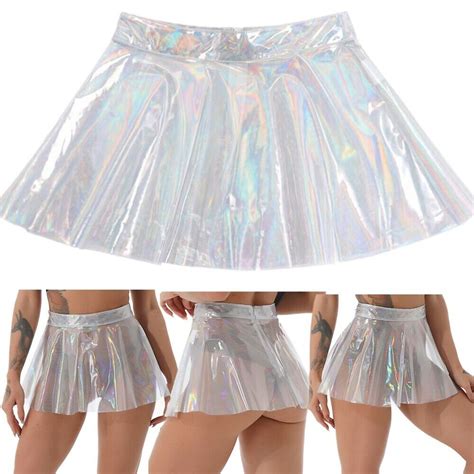 Us Sexy Womens Short Skirt See Through High Waist Flared Skater Mini