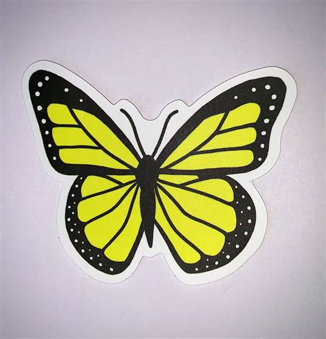 Yellow Butterfly Sticker Individual Sticker Laptop Tablet Skateboard