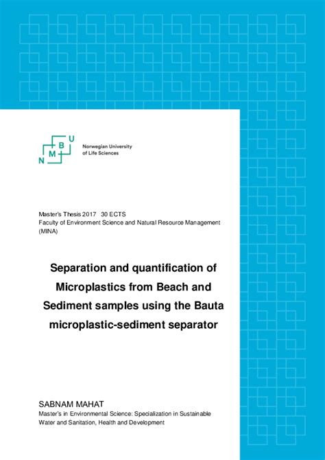 Pdf Separation And Quantification Of Microplastics From Beach And