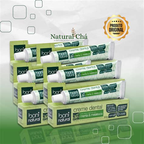 Pasta Dental Sem Fluor Adulto - KIT 6x Creme Dental Sem Fluor Boni Natural Menta e Melaleuca Pasta de ...
