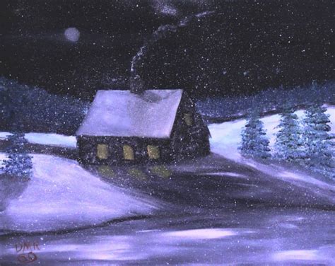 Winter Cabin Painting at PaintingValley.com | Explore collection of ...