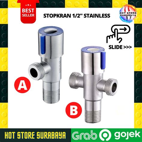 Jual Stop Kran Keran Air Stainless Toilet Dobel Cabang Shower Inch