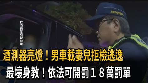 最壞身教！ 酒測器亮燈 男子車載妻兒拒檢逃逸－民視新聞 Youtube