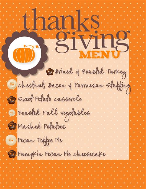 Typical Menu For Thanksgiving Dinner