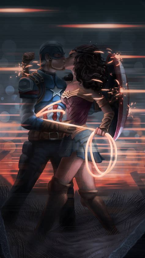 1440x2560 Captain America And Wonder Woman Kissing Samsung Galaxy S6s7