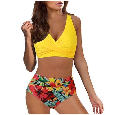 Gzea Plus Size Swim Women High Waisted Bikini Sexy Push Up Two Piece