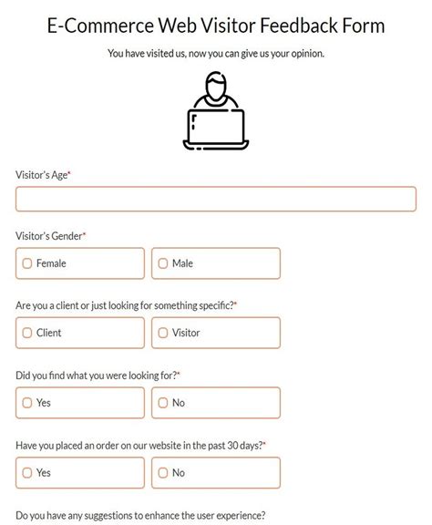 E Commerce Web Visitor Feedback Form Template