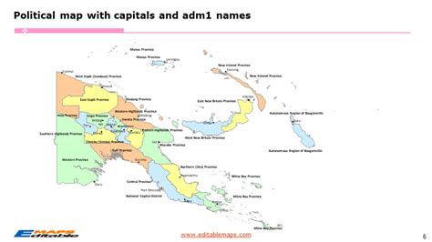 Papua New Guinea Map With 22 Provinces And 87 Districts Editable Powerpoint Maps