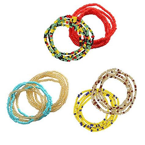 6 Pieces Summer Waist Bead Chains African Waist Beads Colorful Belly