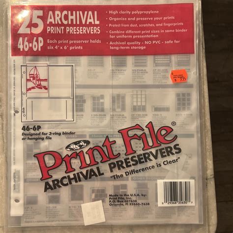 Print File 35x 525 35 8p 35 Pages Archival Storage Preserver Sheets