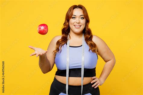 Young Happy Chubby Overweight Plus Size Big Fat Fit Woman Wear Blue Top