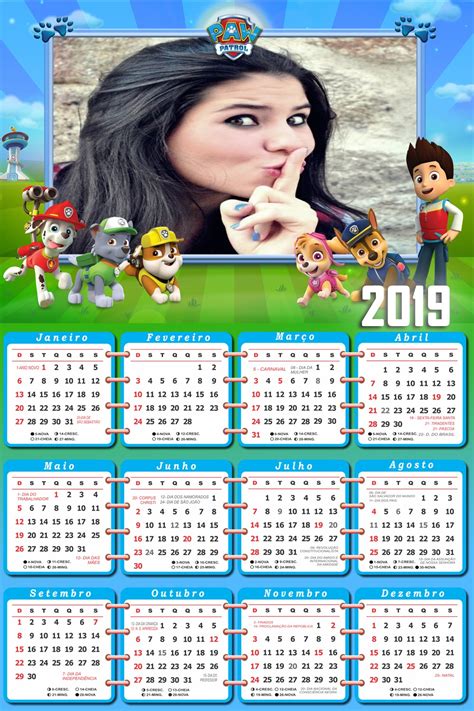 Montagem De Fotos Calendário Calendário 2019 Turminha Da Patrulha