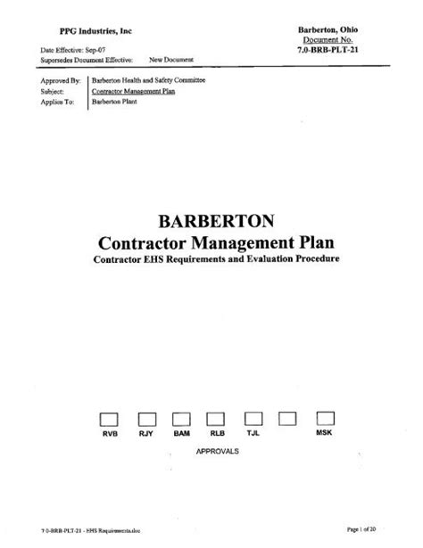 PPG Industries, Inc Barberton, Ohio Document No. Date Effective ...