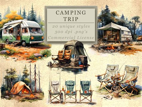 Camping Trip Clip Art Collection for Art and Design Holiday - Etsy