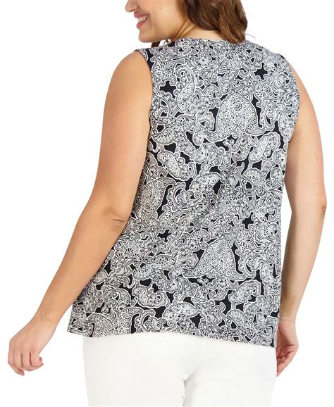 Jones New York Plus Size Printed Crewneck A Line Top Macys