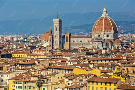 premium photo florence duomo aerial view  michelangelo square