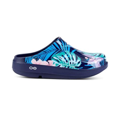 Oofos Womens Oocloog Limited Edition Clog Hawaiian Flora