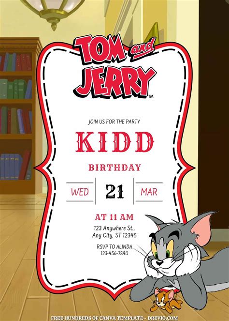 Download Now 20+ Tom & Jerry Canva Birthday Invitation Templates Invite ...