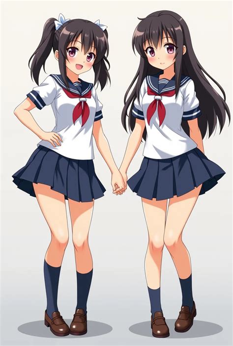 Two Japanese Anime Girl Dressed As Girls With Big Boobs And Ass