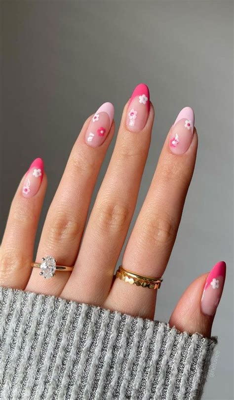 Your Nails Deserve These Floral Designs Pink Two Tone French Tip