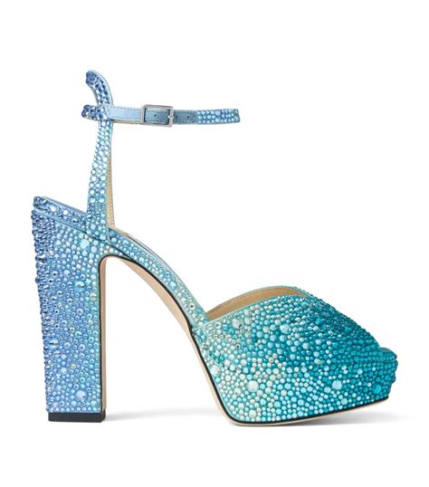 Womens Jimmy Choo Blue Sacaria Embellished Sandals Harrods Uk