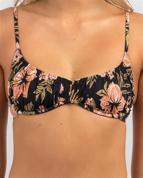 Shop Billabong Hooked On Tropics Bliss Bralette Bikini Top In Black