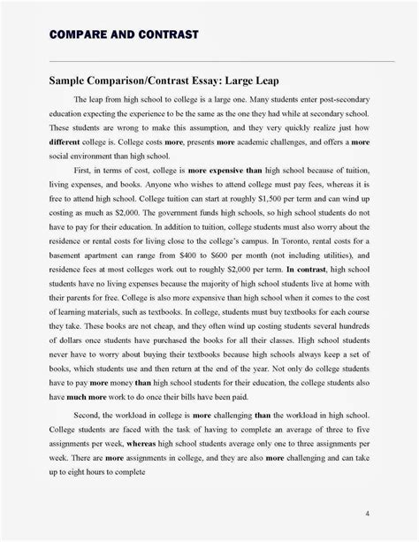 Compare And Contrast Essays Examples