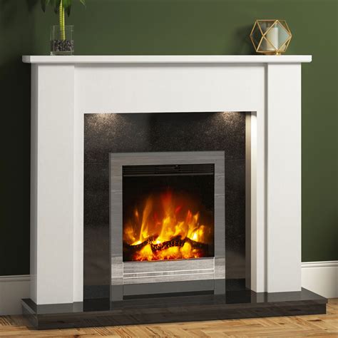 Flare Elda Electric Marble Fireplace Suite In White Kw